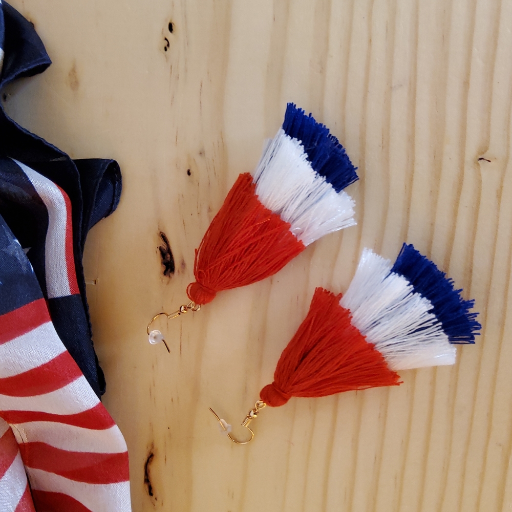 Patriotic Layered Tassel Earrings